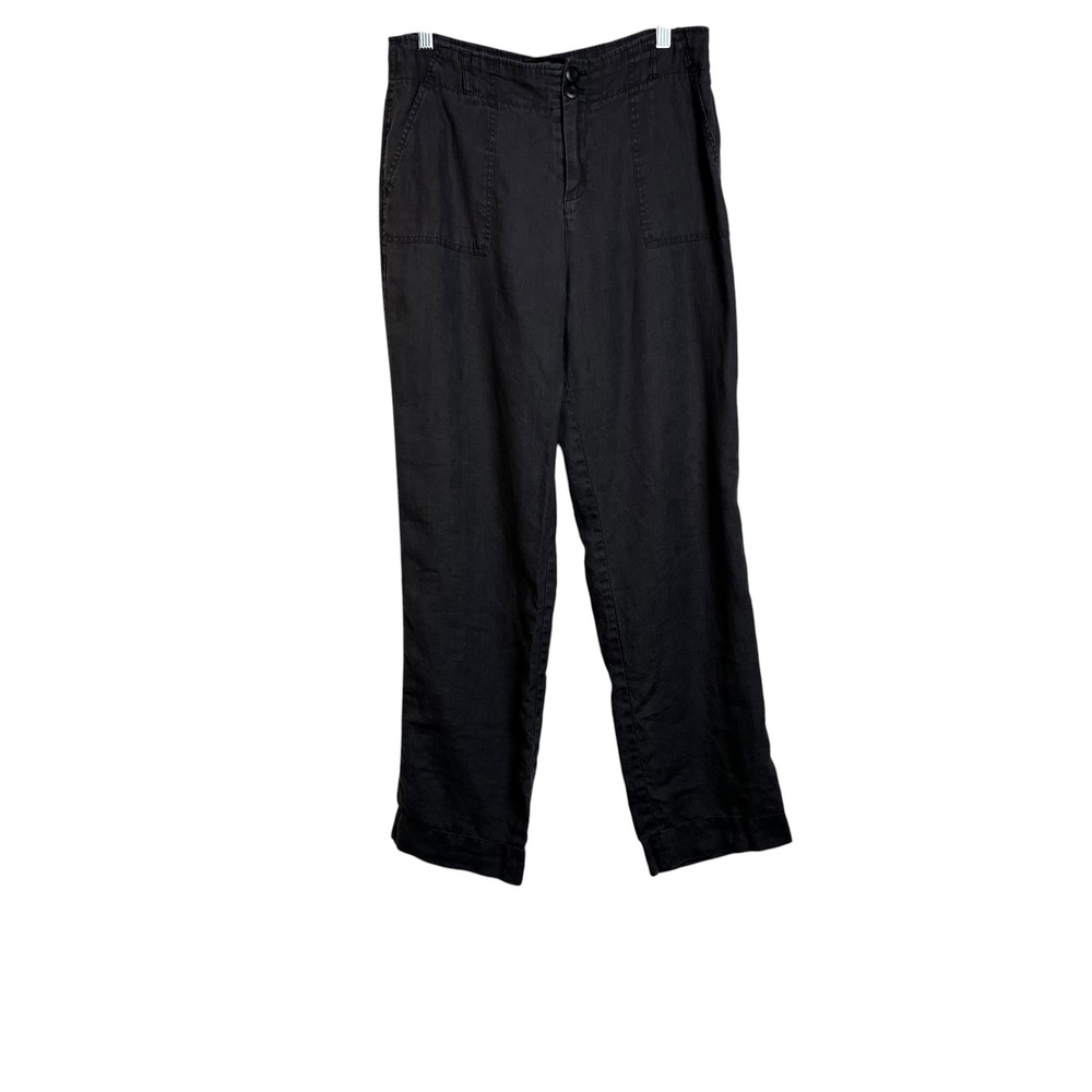 Tahari Womens 100% Linen Straight Leg‎ Pants  Gray High Rise Size 10